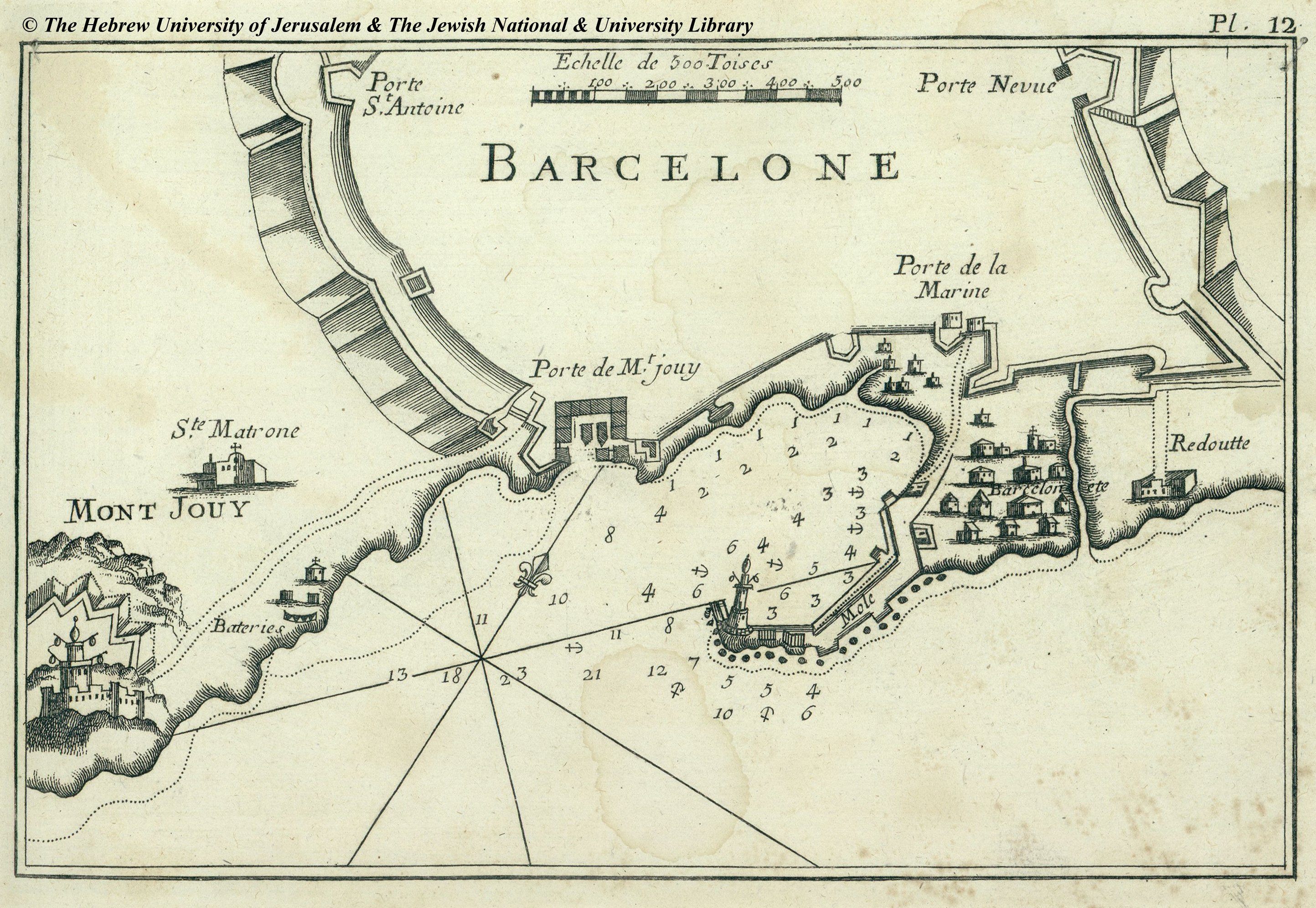 Plano del puerto de Barcelona y Mont Jouy, 1764
