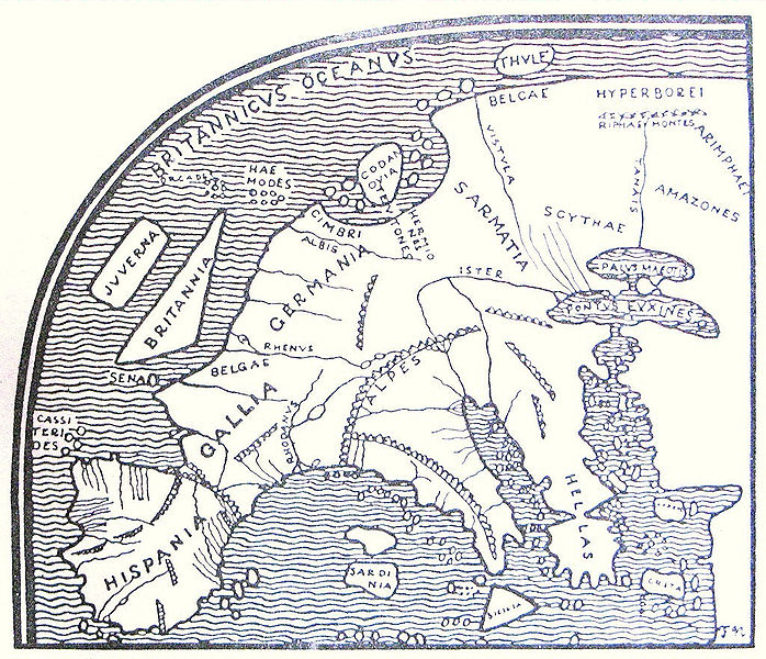 Mapa de Europa según la Chorographia de Pomponio Mela