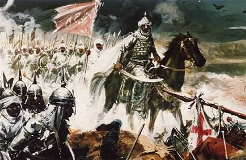 Ilustración de guerreros árabes de la época de la conquista