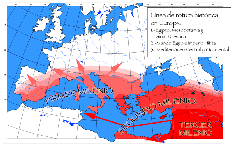 Mapa de la línea de rotura histórica en Europa