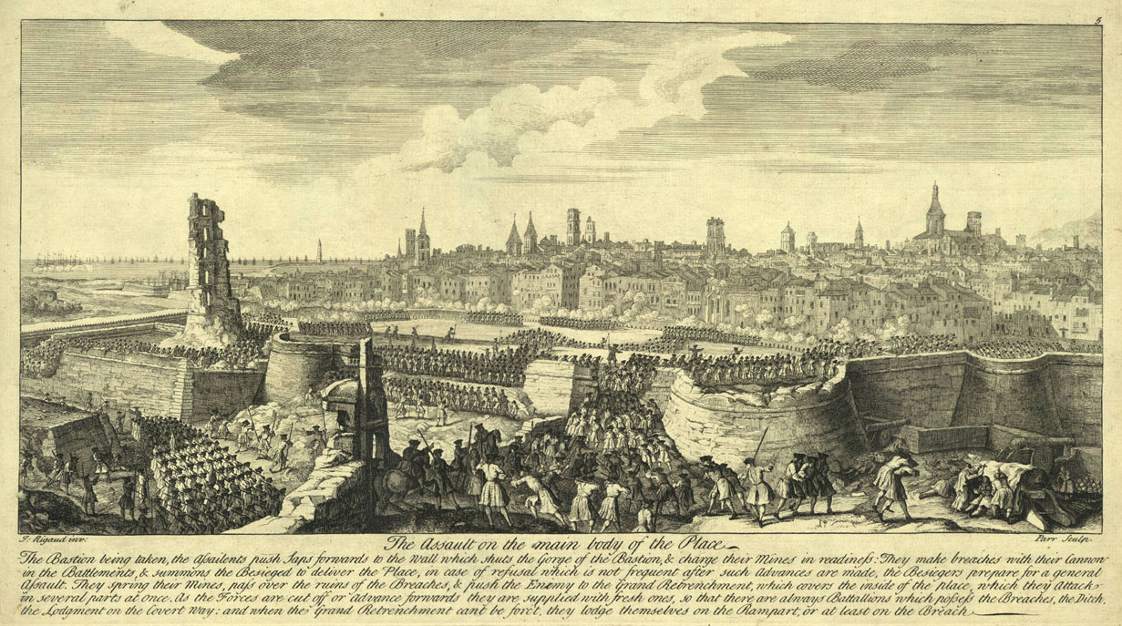 Grabado del sitio de Barcelona, 11 de septiembre de 1714